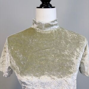 Y2K Velvet Top Mock Neck Short Sleeve Fairycore Cottagecore Women's Medium